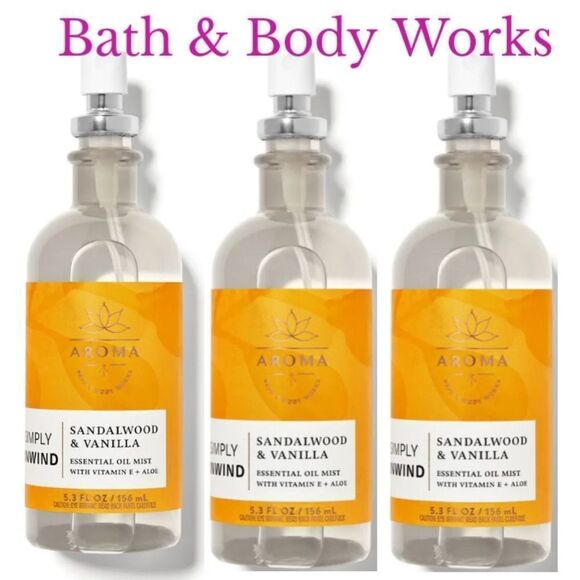 3 Simply Unwind Vanilla Sandalwood Aromatherapy Essential Oil Bath & Bod…